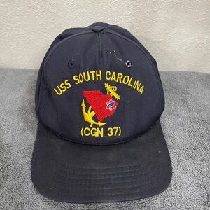 USS South Carolina Hat CGN-37 Ship Navy Snapback Cap Vtg